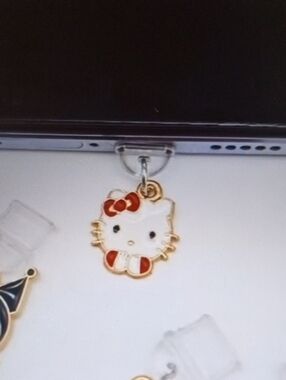 $5>>>Hello Kitty White and Red Enamel Phone Charm